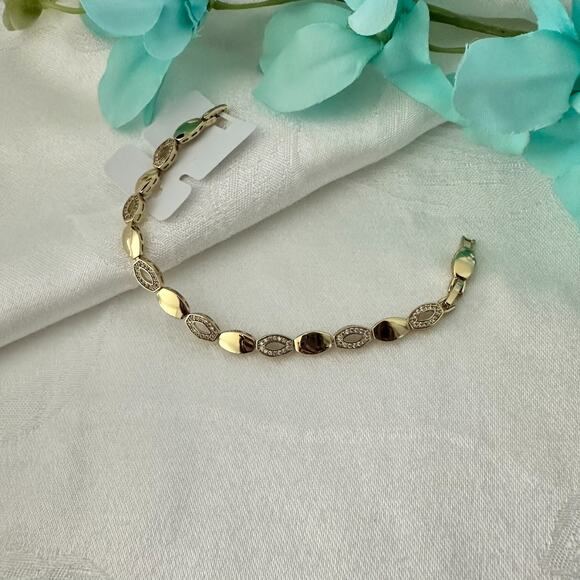 14K Gold Plated XP Adjustable Womens Bracelet Oval Link Oro Laminado - Picture 2 of 9